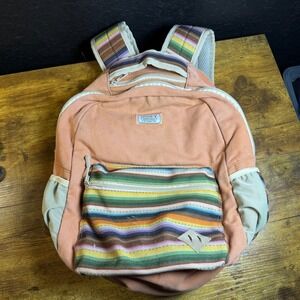 HOOEY Recess‎ Orange Striped Canvas Backpack Kids Small Travel School Bag